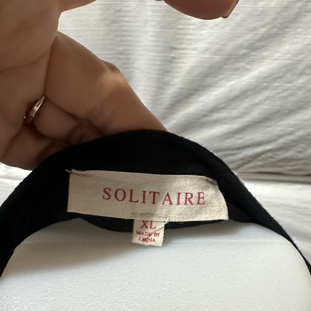 Solitaire Black Blouse with White Embroidery - Picture 2 of 8